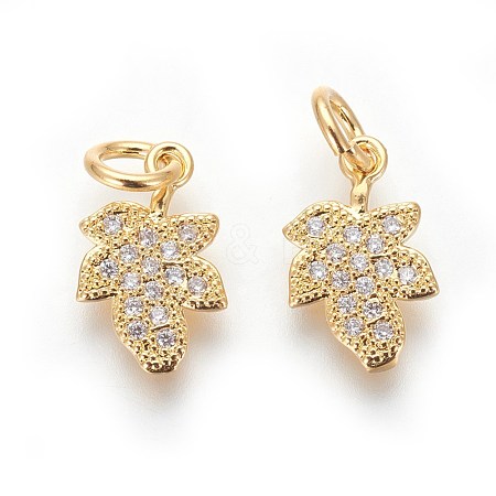 Brass Micro Pave Cubic Zirconia Pendants ZIRC-J021-01G-RS-1