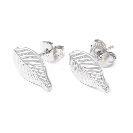 Non-Tarnish 304 Stainless Steel Leaf Stud Earrings for Women EJEW-I285-10P-1