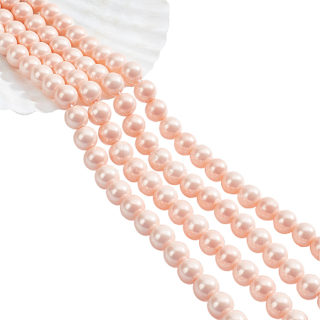 2 Strands Electroplated Shell Pearl Beads Strands PEAR-NB0001-96-1