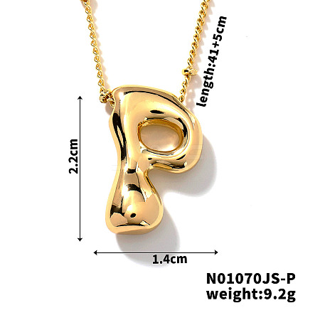 Simple and Stylish Brass Letter Pendant Satellite Chain Necklaces for Women Men GF2554-16-1