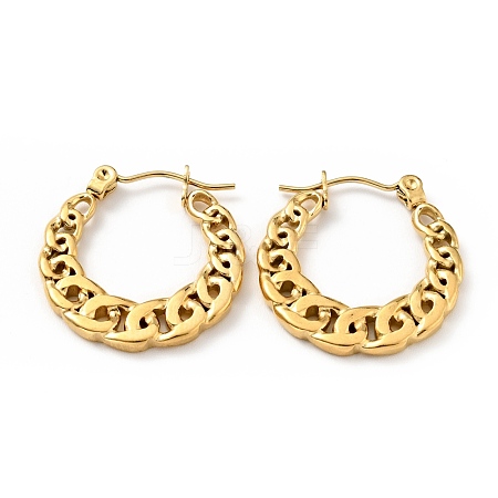 Ion Plating(IP) 304 Stainless Steel Curb Chains Hoop Earrings for Women EJEW-G293-06G-1