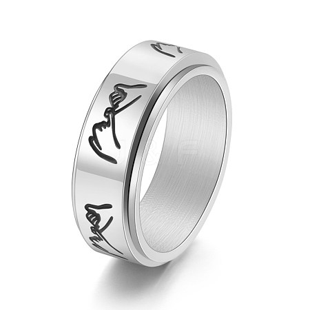 Non-Tarnish Rotatable Stainless Steel Finger Ring PW-WG93BAA-04-1