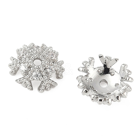 Brass Micro Pave Clear Cubic Zirconia Bead Caps KK-V015-32P-1