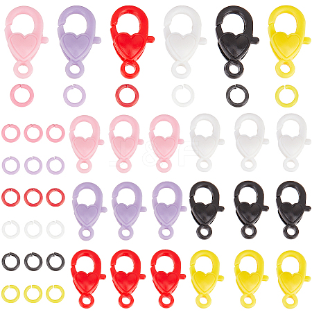 96Pcs Heart Plastic Lobster Claw Clasps FIND-SC0013-50-1