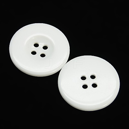 White Flat Round Resin Buttons X-RESI-D033-20mm-01-1