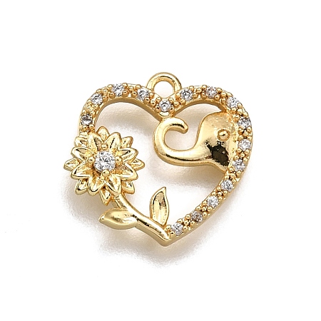 Brass Micro Pave Clear Cubic Zirconia Pendants KK-G530-01C-G-1