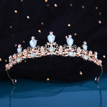 Alloy Rhinestone Crown Hair Bands for Woman Girls PW-WGB2F57-05-1