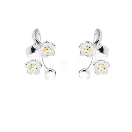 925 Sterling Silver Cuff Earrings EJEW-BB47875-A-1
