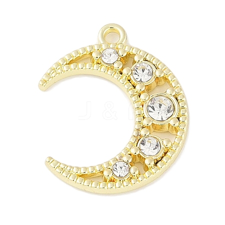 Rack Plating Alloy Rhinestone Pendants PALLOY-F018-20G-1