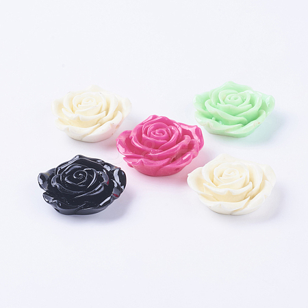 Rose Flower Resin Beads for Kids Bubblegum Necklace X-RESI-R110-M-1