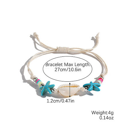 Natural Shell & Synthetic Turquoise Beads Braided Bead Bracelets for Women DN6877-7-1