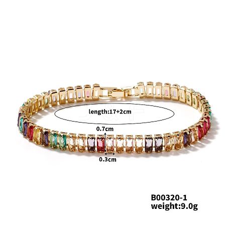 Brass Colorful Sparkling Cubic Zirconia Bracelet Fashionable Luxury Unique Style Accessory GT6474-1-1