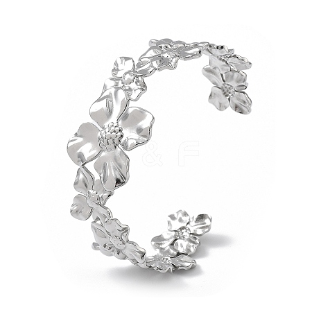 304 Stainless Steel Cuff Bangles for Women BJEW-Z078-10P-1