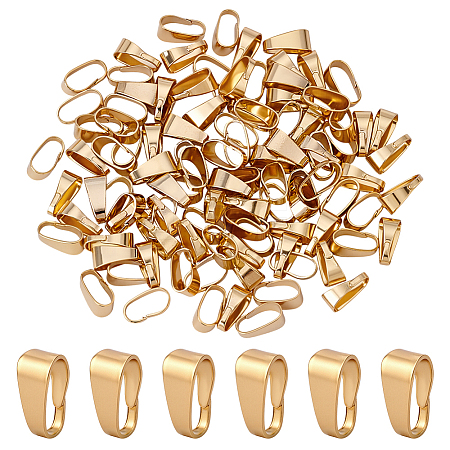 100Pcs 304 Stainless Steel Snap on Bails STAS-ME0002-40-1
