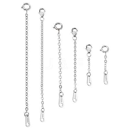 6Pcs 6 Style Sterling Silver Cable Chain Extender FIND-TA0002-40-1