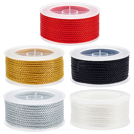 Olycraft 5Rolls 5 Colors 3-ply Nylon Milan Cord OCOR-OC0001-40A-1