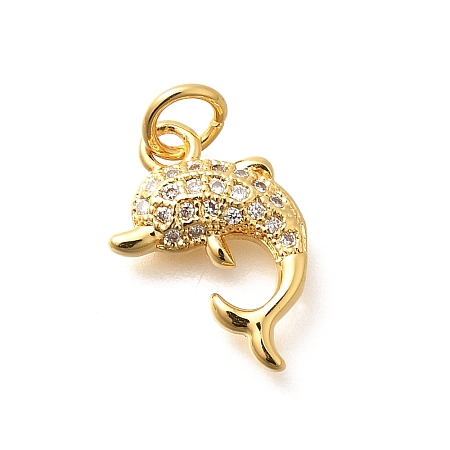 Brass Micro Pave Clear Cubic Zirconia Pendants LS-KK-Q040-03C-G-1