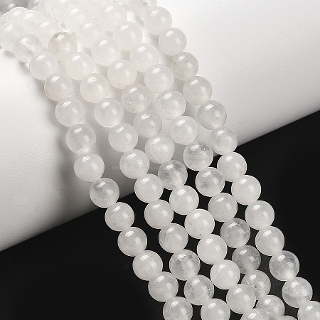 Natural White Jade Round Bead Strands G-E334-6mm-13-1