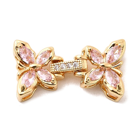 Brass Micro Pave Cubic Zirconia Fold Over Clasps KK-C075-35G-1
