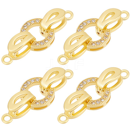 Beebeecraft 6 Sets Brass Micro Pave Clear Cubic Zirconia Fold Over Clasps KK-BBC0005-73-1