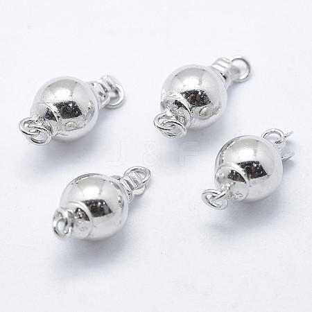 Anti-Tarnish Rhodium Plated 925 Sterling Silver Box Clasps STER-F037-017P-8mm-1