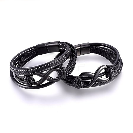 Braided Leather Cord Multi-strand Bracelets BJEW-F349-12B-01-1