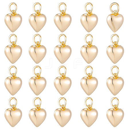 20Pcs Rack Plating Brass Heart Charms KK-BBC0024-87B-1