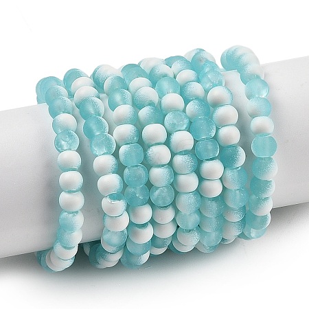 Frosted Crackle Glass Beads Strands GLAA-U001-4mm-M08-1