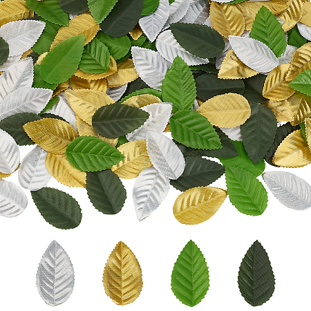 400Pcs 4 Colors Cloth Artificial Leaves DIY-MA0007-15A-1