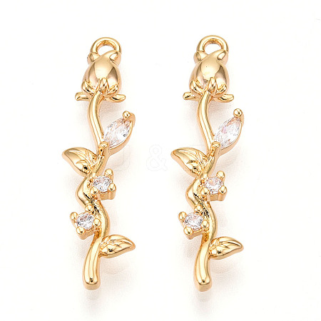 Brass Micro Pave Cubic Zirconia Pendants KK-N261-83G-1
