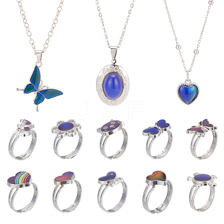 ANATTASOUL Mood Ring & Pendant Necklaces SJEW-AN0001-38-1