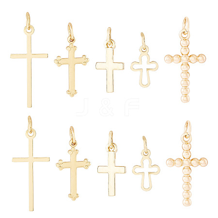 10Pcs 5 Style Brass Pendants KK-TA0002-06-1