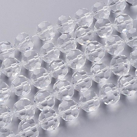Half-Handmade Transparent Glass Beads Strands CF16mm-01-1