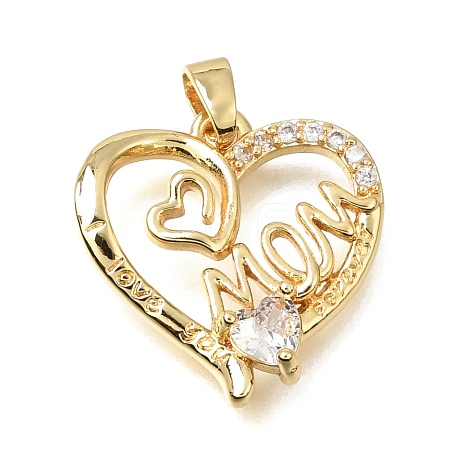 Brass Micro Pave Clear Cubic Zirconia Pendants KK-C263-24A-G-1