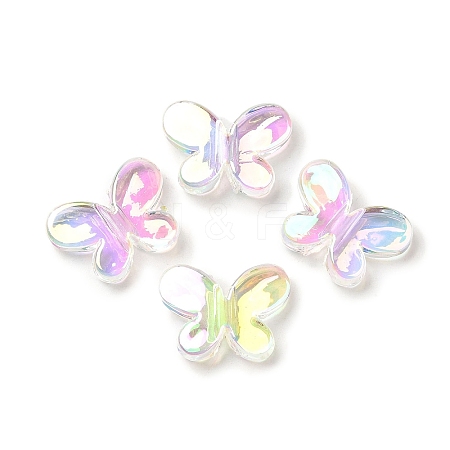 Transparent UV Plating Rainbow Iridescent Acrylic Beads OACR-A021-04-1