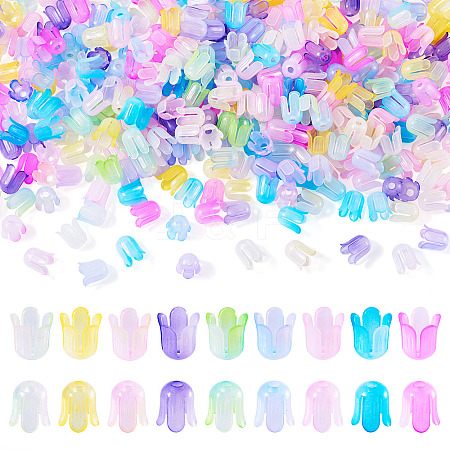 450Pcs 9 Colors Transparent Acrylic Beads Caps OACR-TA0003-07-1