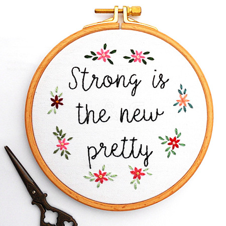 DIY Word Strong Is The New Pretty Embroidery Painting Kits LETT-PW0002-74I-1