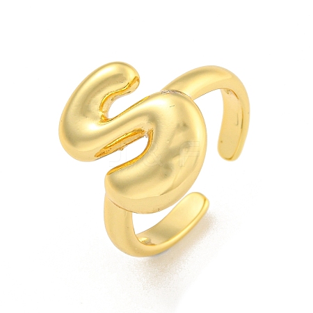 Brass Letter Open Cuff Rings for Women RJEW-G313-01S-G-1