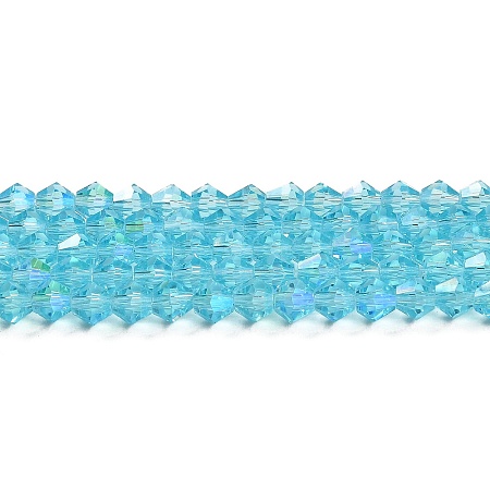 Transparent Electroplate Glass Beads Strands EGLA-A039-T4mm-L20-1