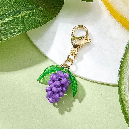 Glass Seed Beaded Grape Pendant Decoration HJEW-MZ00145-02-1