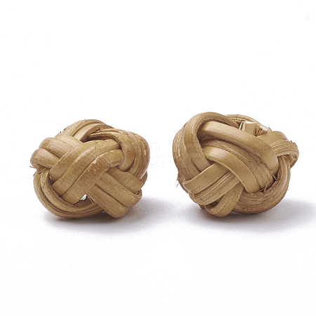 Handmade Reed Cane/Rattan Woven Beads WOVE-Q075-11-1