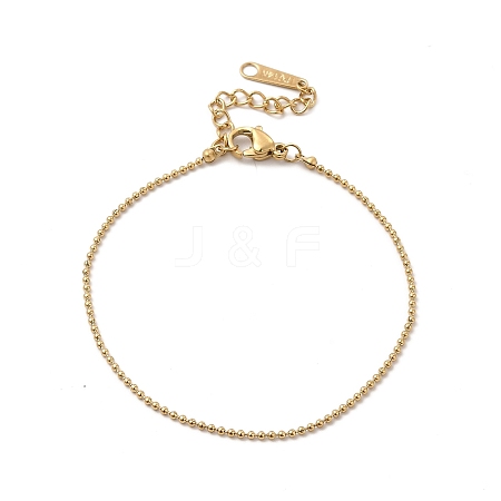 Ion Plating(IP) 304 Stainless Steel Ball Chain Bracelet for Women BJEW-G667-10G-1