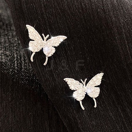 Butterfly Brass Micro Pave Clear Cubic Zirconia Cuff Earrings WGE0DF4-02-1