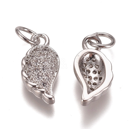 Brass Micro Pave Clear Cubic Zirconia Charms ZIRC-G153-25P-1