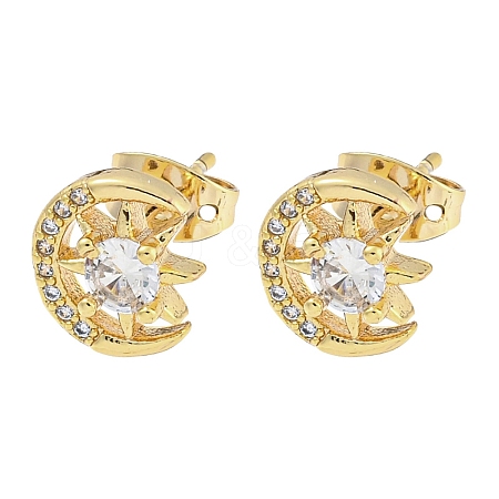 Brass Micro Pave Cubic Zirconia Ear Studs EJEW-P261-26D-G-1