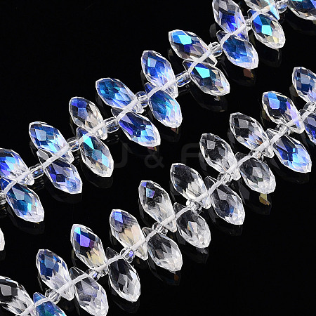 Electroplate Transparent Glass Faceted Teardrop Beads Strand EGLA-TAC0006-09-1