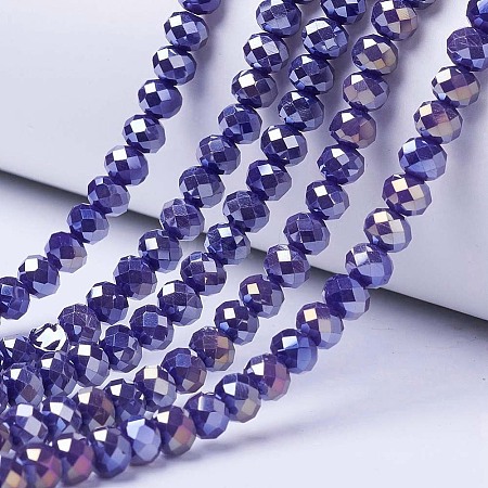Electroplate Glass Beads Strands X-EGLA-A034-P3mm-B07-1