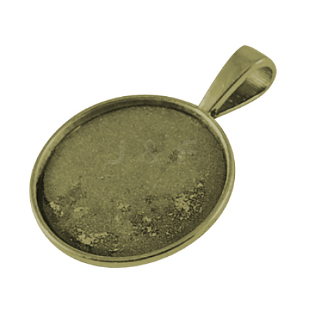 Tibetan Style Alloy Pendant Cabochon Settings X-TIBEP-20474-AB-FF-1