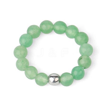 4MM Round Natural Dyed Green Aventurine Beaded Stretch Rings VM0712-12-1