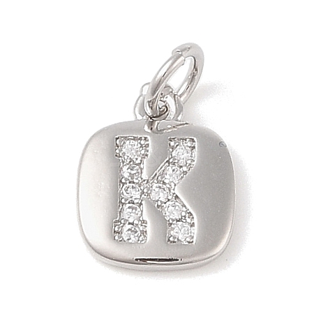 Rack Plating Brass Micro Pave CLear Cubic Zirconia Charms KK-E110-14P-K-1